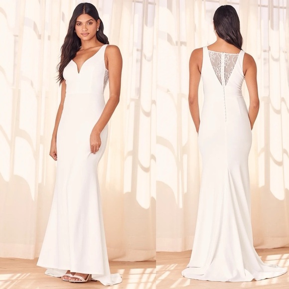 Lulus Extraordinary Romance White Button Back Mermaid Maxi Dress - Picture 1 of 2